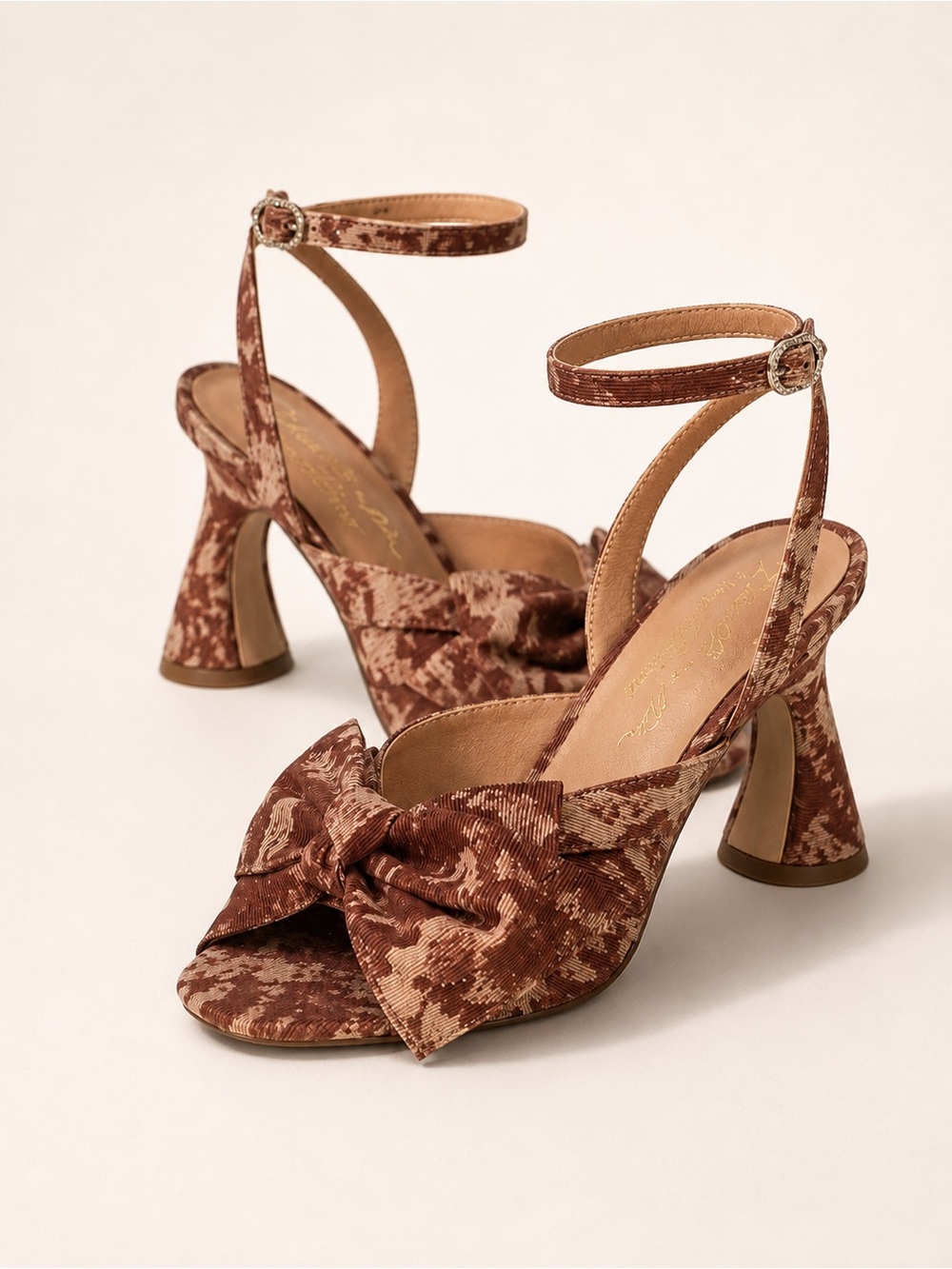 Circus NY by Sam Edelman Brown Floral Wilma Bow Dress Sandals Size 8M